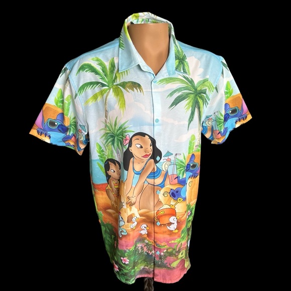 Disney Other - Loungefly Disney Lilo & Stitch Beach Scene Camp Shirt Adult XL NEW